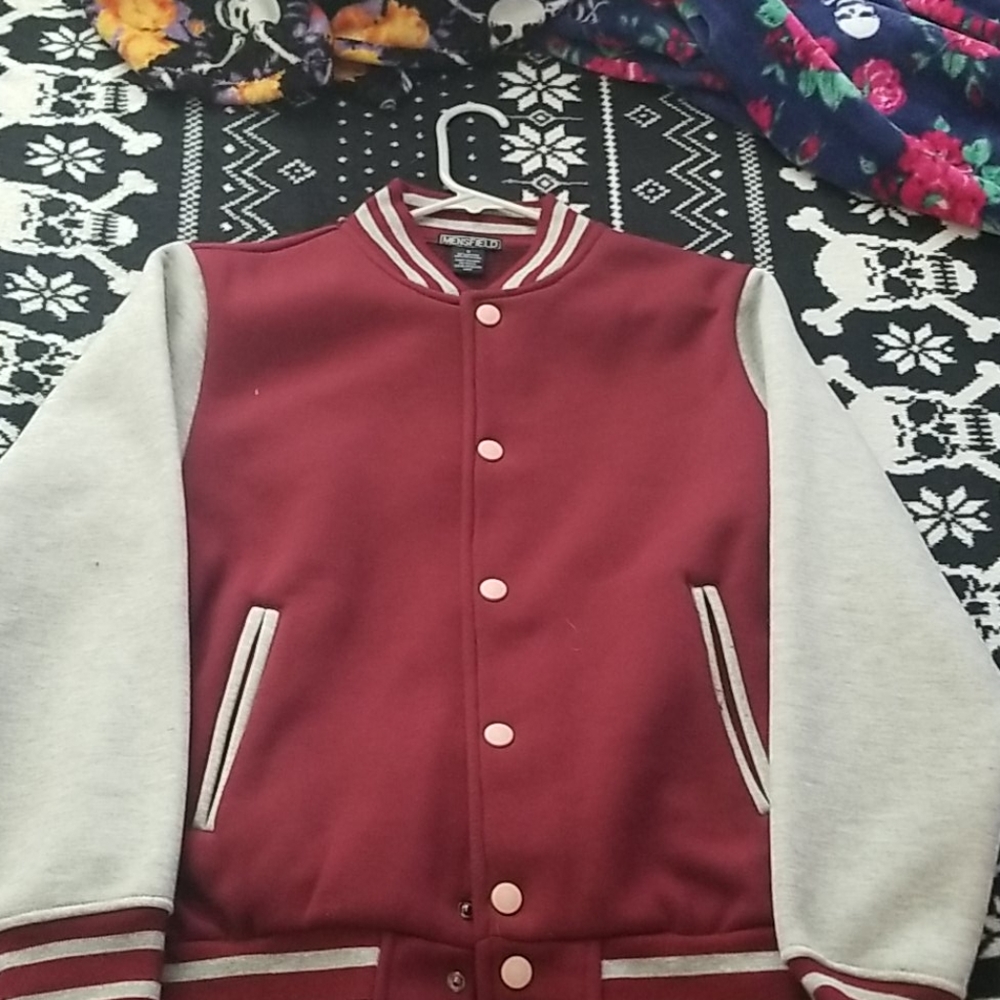 Men's Vasity Jacket Maroon & Gray New